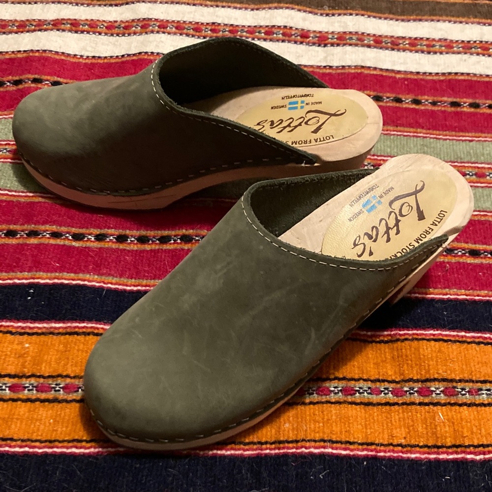 Lotta From Stockholm Sage Grey/ Green Mules